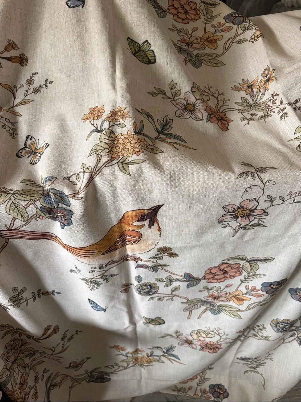 Floral Bird Print Grommet Window Curtains - 2